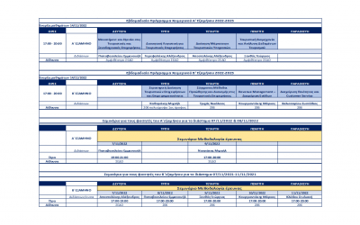 Πρόγραμμα μαθημάτων Α & Β εξαμήνου ακαδημαϊκού έτους 2022-2023
